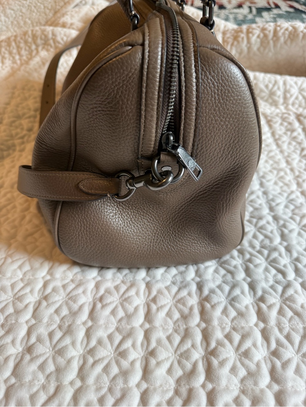 Coach Pebbled Leather Satchel in Taupe Brown - Picture 3 of 8